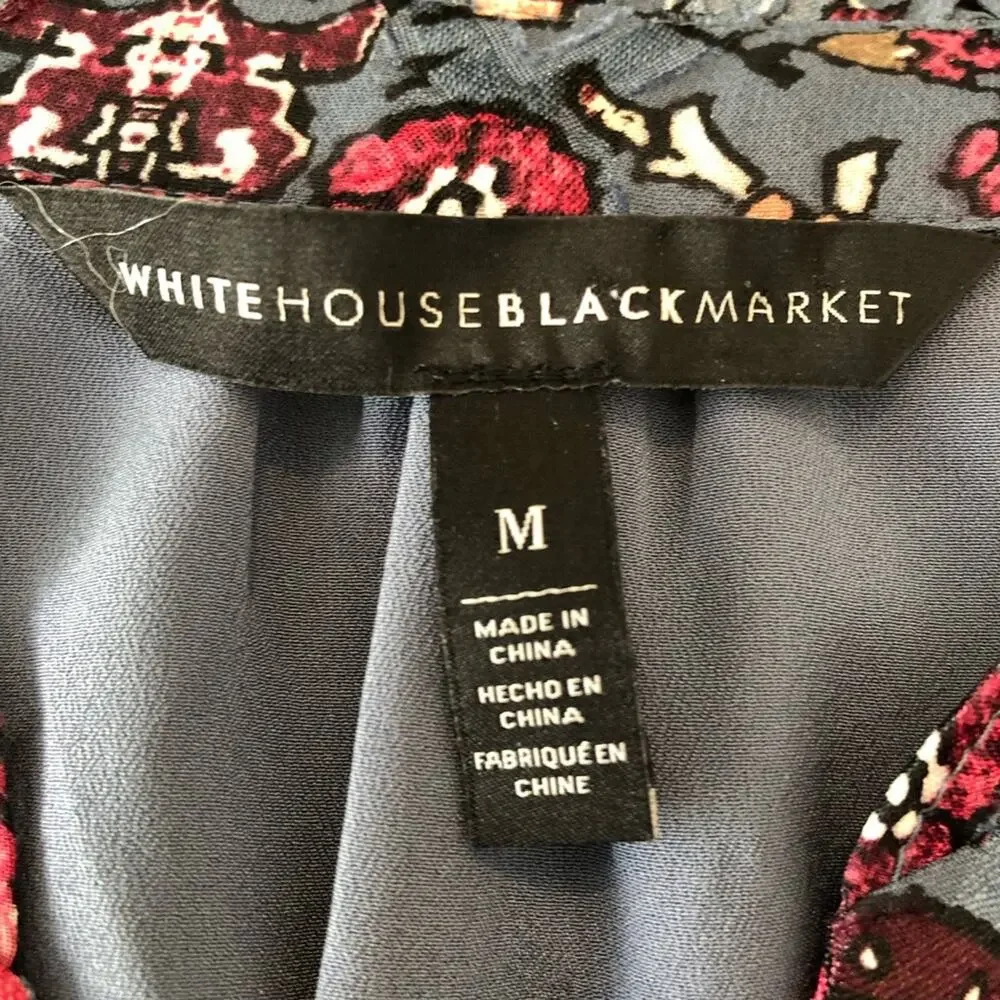WHBM blue and pink floral Mandela print shift dress size Medium